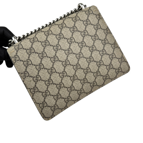 Gucci Dionysus Shoulder Bag Small Beige Red Canvas Suede