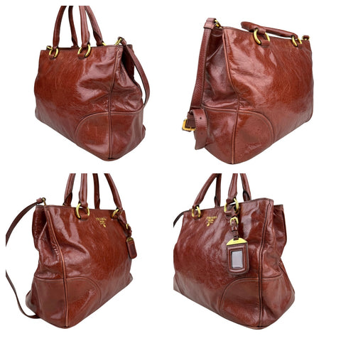 Prada Vitello Shine Tote Bag Palissandro