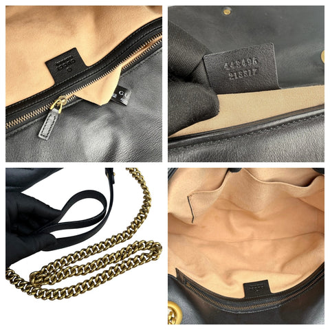 Gucci GG Marmont Calfskin Matelasse Medium Shoulder Bag Black
