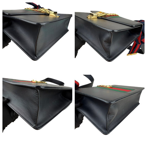 Gucci Sylvie Black Leather crossbody Bag Handbag