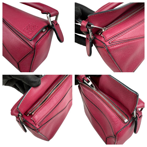 Loewe Raspberry Calfskin Mini Puzzle Bag