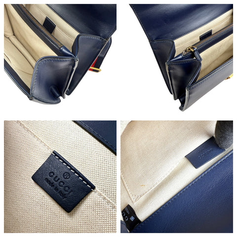 Gucci Black/Green/Red Striped Leather Bamboo Top Handle Medium Dionysus Bag