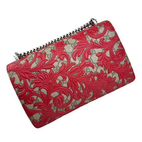 Gucci Beige/Red GG Coated Canvas Supreme and Leather Arabesque Medium Dionysus Bag