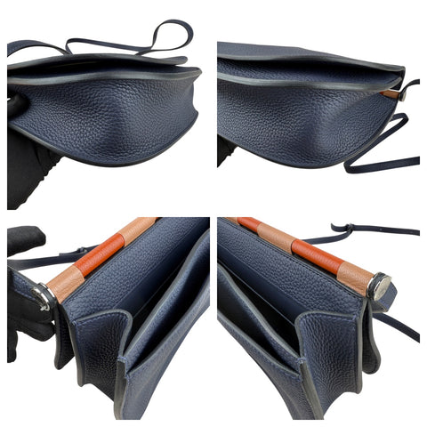 Hermes Blue Taurillon Clemence Leather Saut Hermes 25 PHW