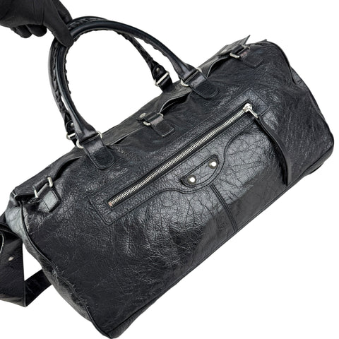 Pre-owned Balenciaga Black Lambskin Leather Squash M Duffle bag