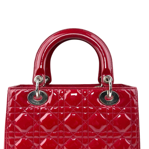 Christian Dior Lady Dior - Medium in Red, Cannage Quilted Patent
