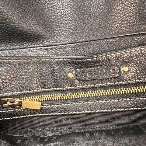 Celine  Black Leather Buckle Satchel