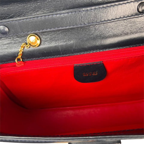 Gucci Convertible Bamboo Top Handle Leather Handbag