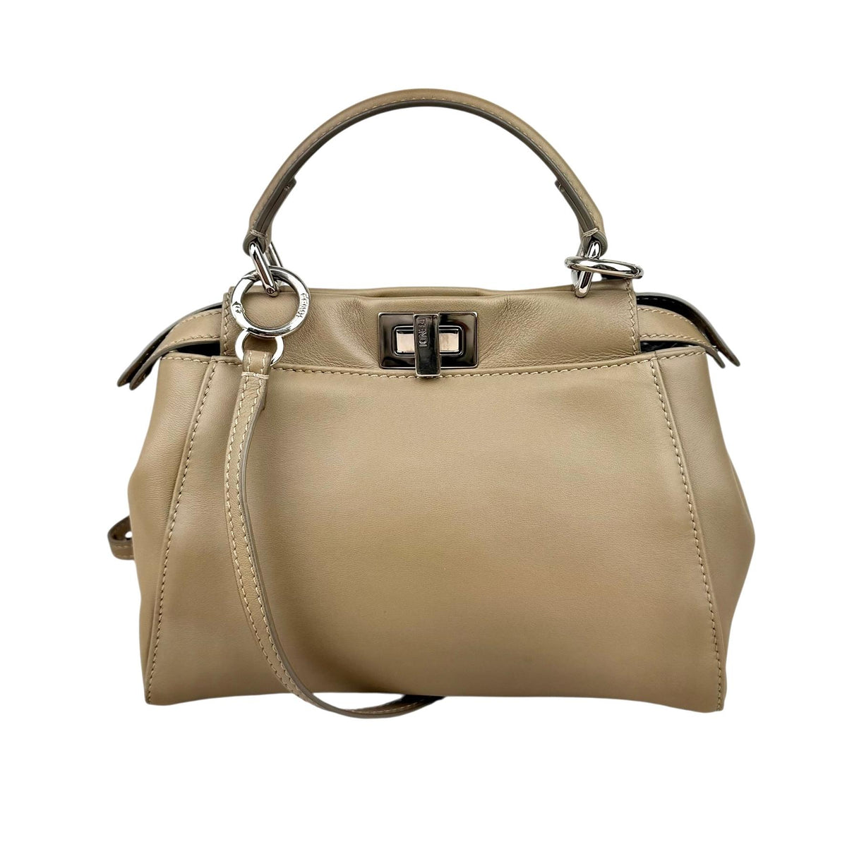 Fendi Peekaboo 2WAY Shoulder Bag Hand Bag Beige