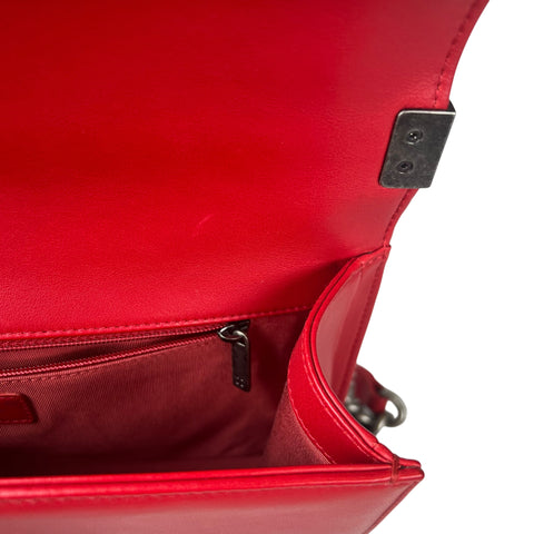 Chanel  Red Quilted Leather Large Boy Flap Bag