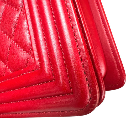 Chanel  Red Quilted Leather Large Boy Flap Bag