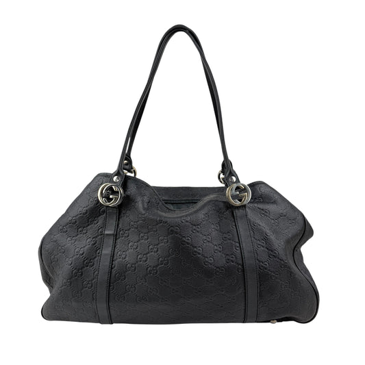 Gucci Guccissima Leather GG Twins Tote Bag black back view