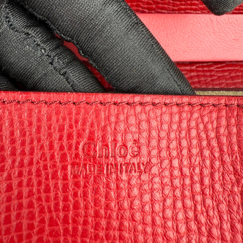 Chloe Red Grained Leather Drew Bag