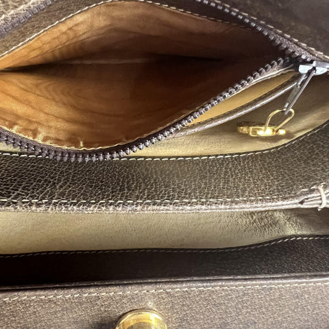 Gucci Old Gucci Hand bag Pigskin Leather Brown Leather handbag