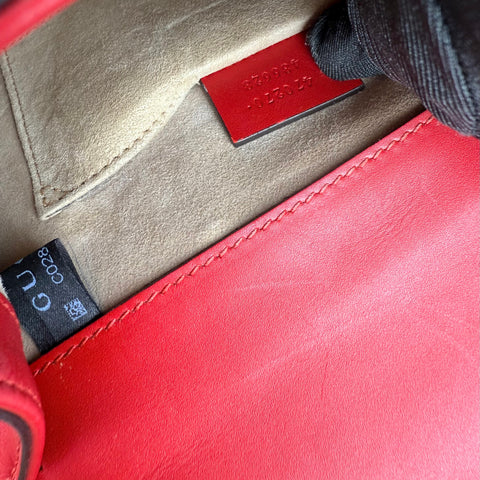 Gucci Sylvie Chain  Mini  Red Leather