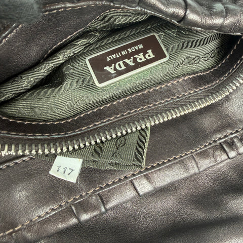 Prada Black Gaufre Leather Shoulder Bag