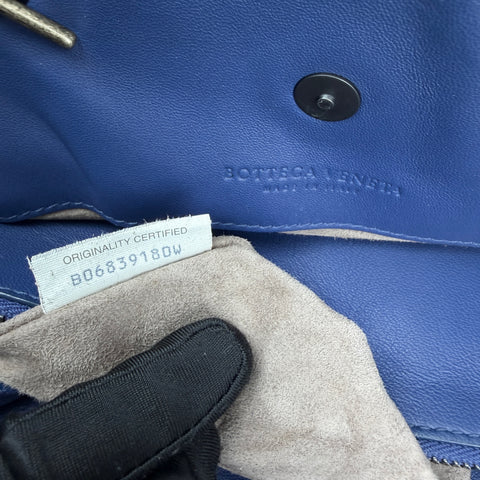 Bottega Veneta Blue Medium Nappa Intrecciato Double Chain Tote