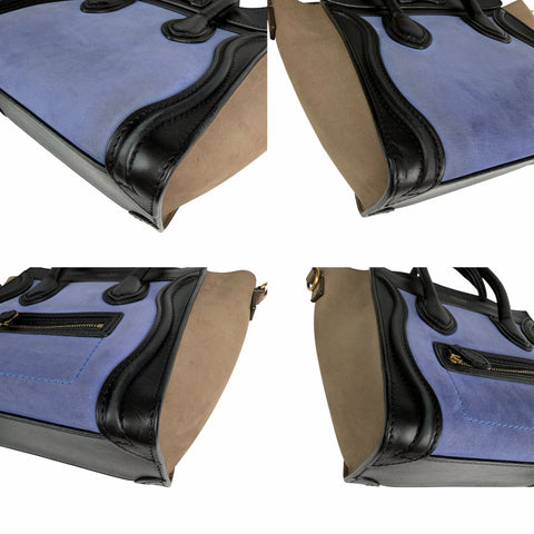 Celine Luggage Nano Shopper Handbag Black Blue Beige