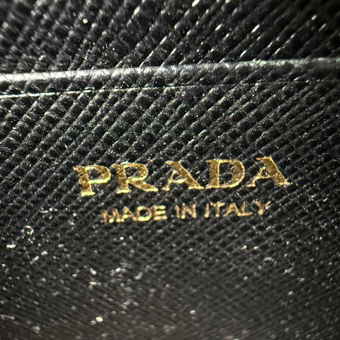 Prada Mini Bag Wallet on Chain Wristlet in Saffiano Noir