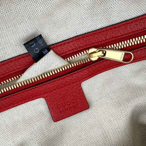 Gucci Beige/Red GG Supreme Canvas and Leather Small Backpack