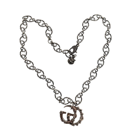 Gucci Silver Crystal GG Necklace