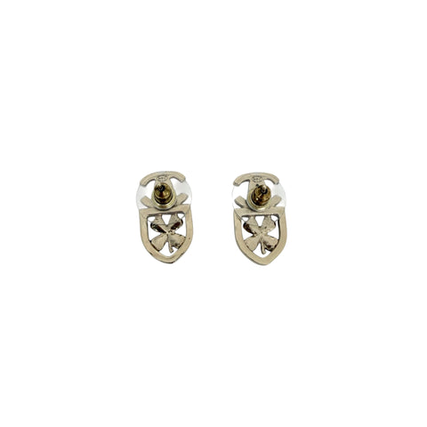 Chanel Pierce CC mark/clover motif rhinestone gold