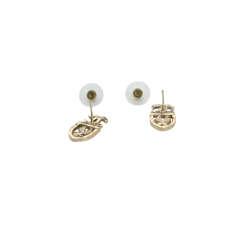 Chanel Pierce CC mark/clover motif rhinestone gold