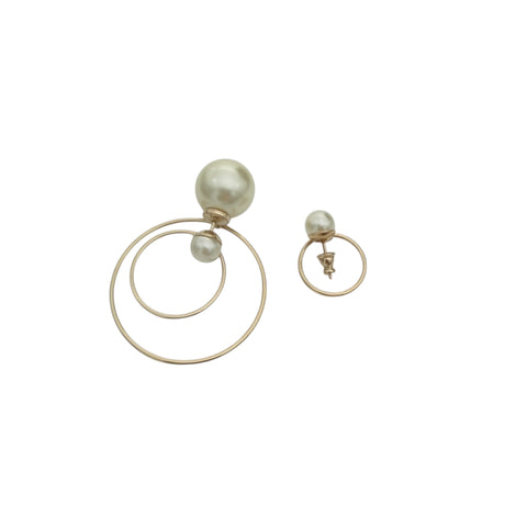 Pre-owned Dior Tribales Faux Pearl Gold Tone Earrings