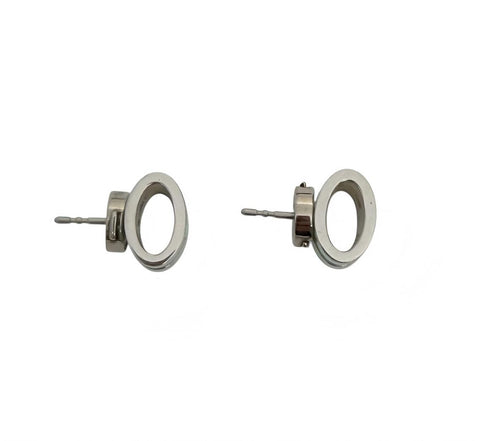 Hermes Pop H Palladium Plated Green Lacquer Stud Earrings