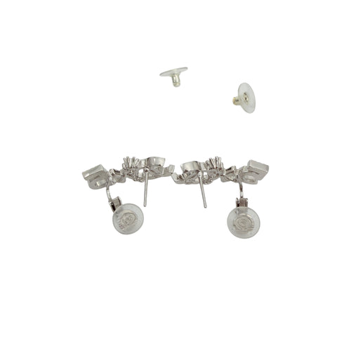 Chanel Silver Metal and Crystal CC No.5 Stud Earrings