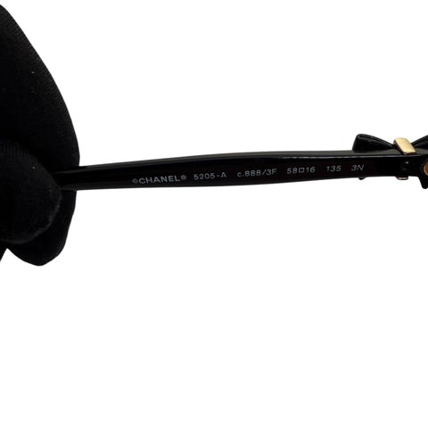 Pre-owned Chanel Black Frame Black Tint Bow Sunglasses-5205
