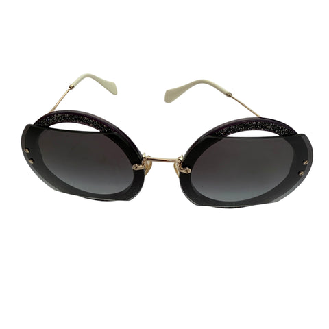 Pre-owned Miu Miu MU 06SS - VYU5D1 Dark Violet Sunglasses
