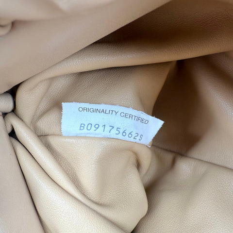 Bottega Veneta Chain Pouch Grained Clutch Almond Leather