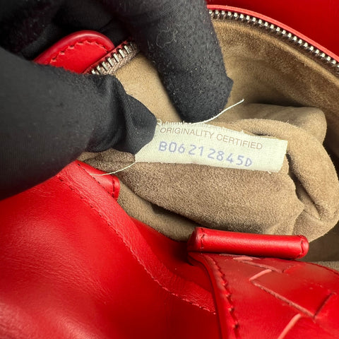 Bottega Veneta Red Intrecciato Woven Nappa Leather Roma Tote Bag