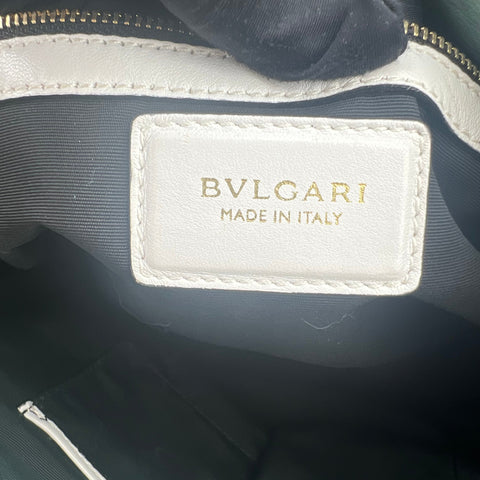 Bvlgari handbag in green, white and black leather and grey python