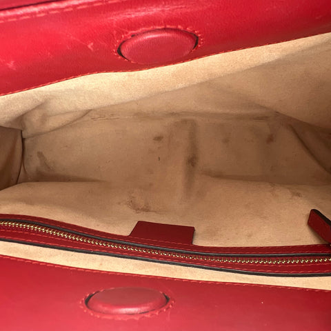 Gucci Red Smooth Calfskin Leather Nymphaea Medium Top Handle Bag
