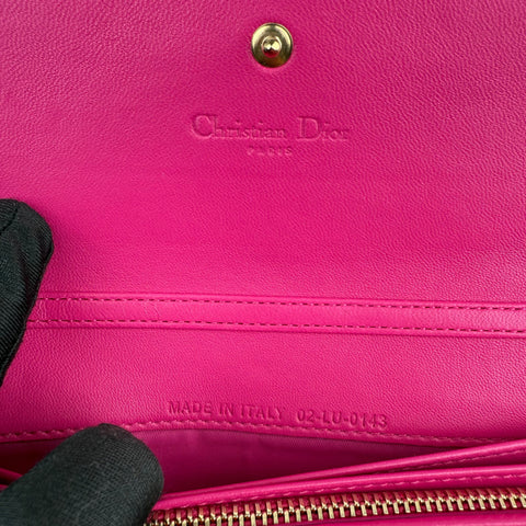 Dior Fuchsia Quilted Cannage Leather Lady Dior Wallet on Chain Bag