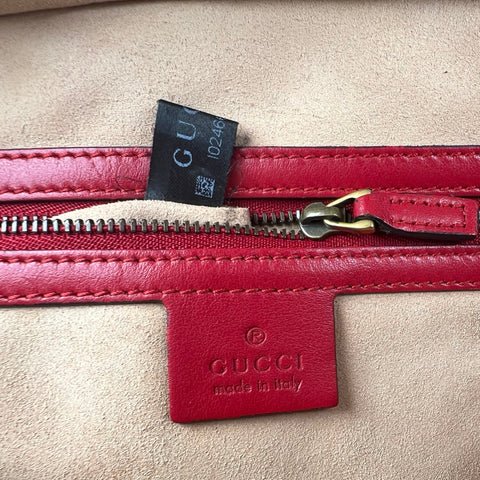 Gucci Medium GG Marmont Matelasse Chevron Top Handle Red