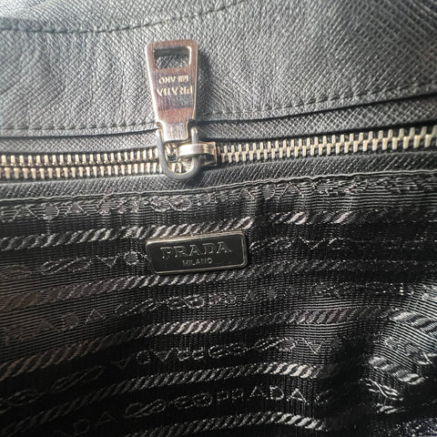 Prada Saffiano Righe Sound Lock crossbody bag