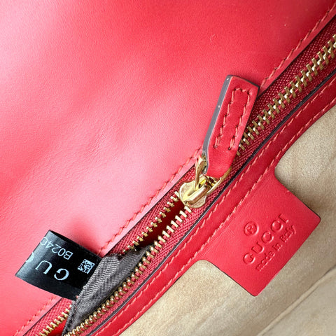 Gucci Leather Sylvie Small Shoulder Bag Red