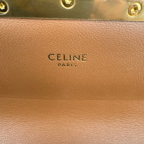 Celine Claude Triomphe Canvas and Calfskin Tan Shoulder Bag