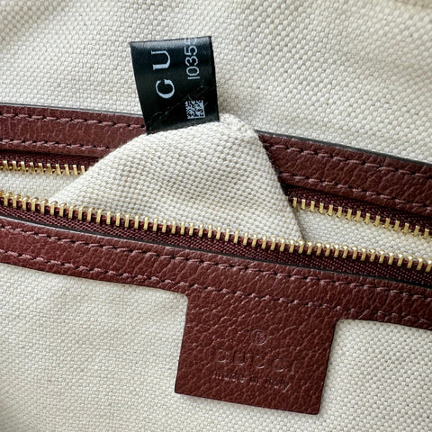 Gucci Horsebit 1955 Burgundy GG Canvas Flap Pocket Camera Crossbody