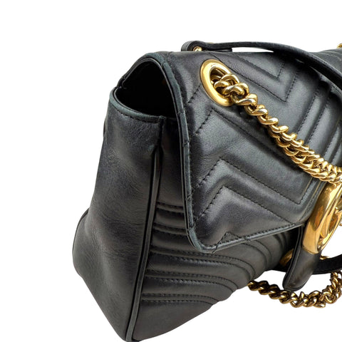 Gucci GG Marmont Calfskin Matelasse Medium Shoulder Bag Black