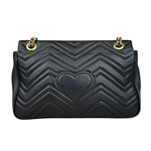 Gucci GG Marmont Calfskin Matelasse Medium Shoulder Bag Black