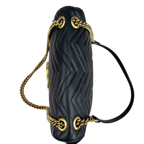 Gucci GG Marmont Calfskin Matelasse Medium Shoulder Bag Black