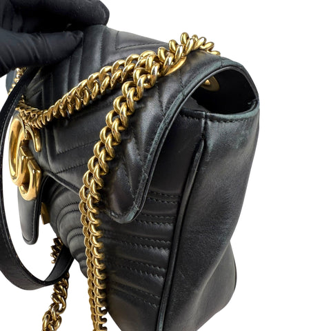 Gucci GG Marmont Calfskin Matelasse Medium Shoulder Bag Black