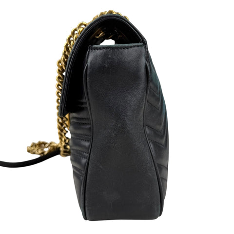 Gucci GG Marmont Calfskin Matelasse Medium Shoulder Bag Black