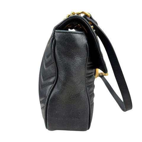 Gucci GG Marmont Calfskin Matelasse Medium Shoulder Bag Black