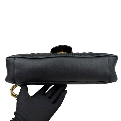 Gucci GG Marmont Calfskin Matelasse Medium Shoulder Bag Black