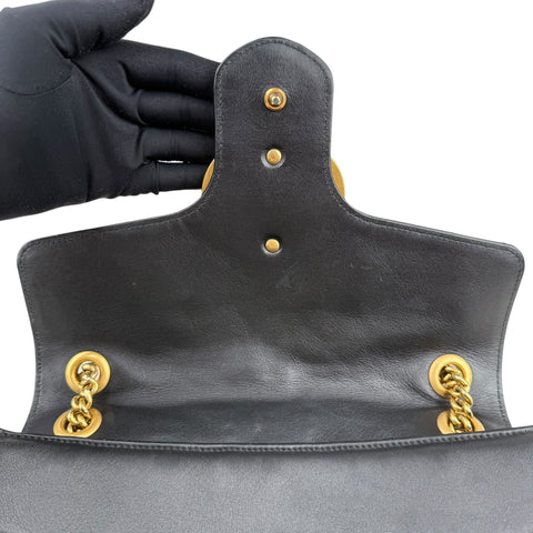 Gucci GG Marmont Calfskin Matelasse Medium Shoulder Bag Black